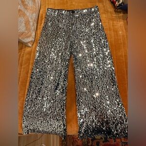 Anthropologie Maeve Black sequin pants